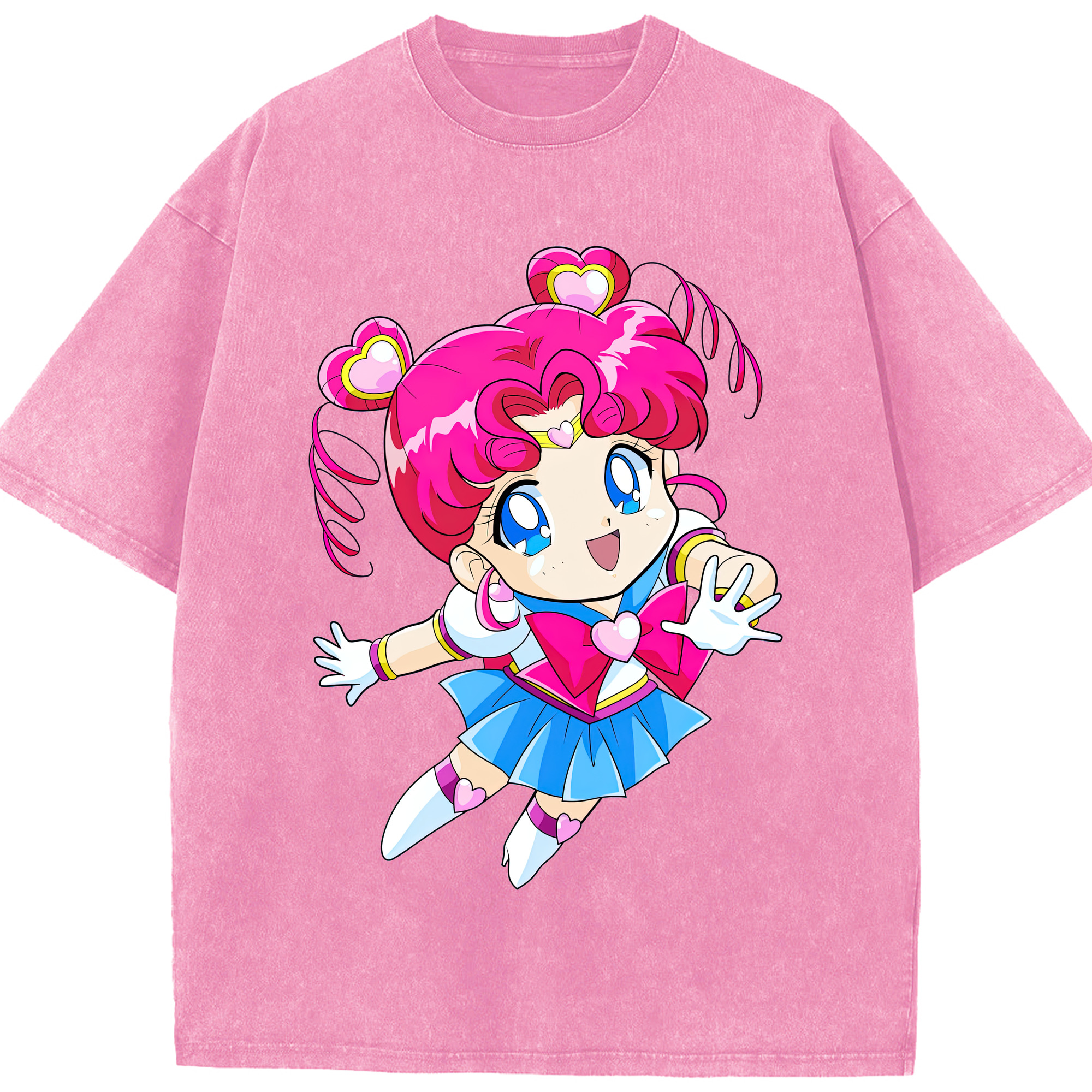 （画像用） 美少女戦士セーラームーン ちびうさ Sailor Moon Chibiusa Tsukino Usagi Small Lady Serenity 綿100% ヴィンテージ風 半袖Tシャツ（フロントプリント）